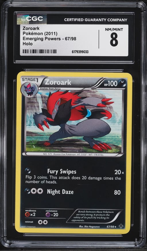 2011 Pokemon Black & White Emerging Powers Holo Zoroark #67 CGC 8 NM-MT