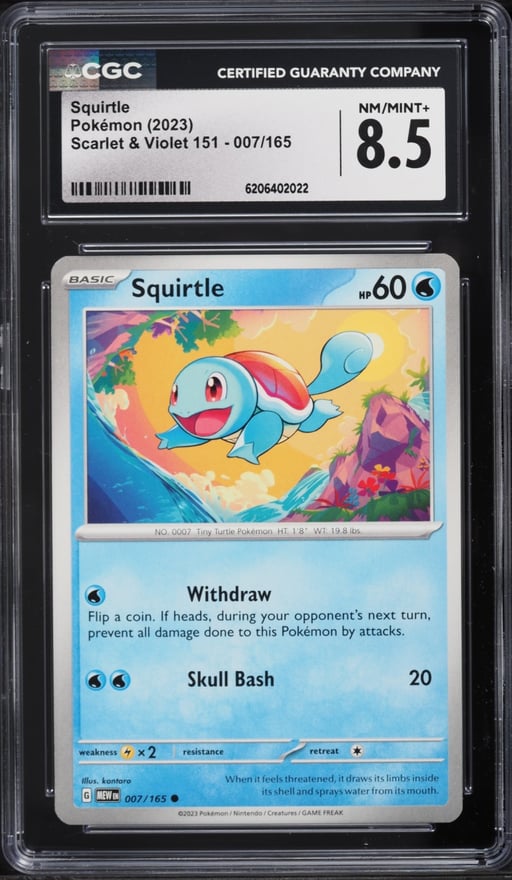 2023 Pokemon Scarlet & Violet 151 Squirtle #7 CGC 8.5 NM-MT+
