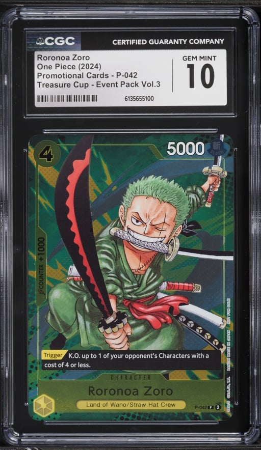 2024 One Piece Promotional Cards Treasure Cup Event Pack Vol.3 Roronoa Zoro #P-042 CGC 10 GEM MINT