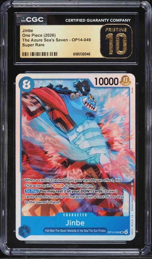 2026 One Piece The Azure Sea's Seven SR Jinbe #OP14-049 CGC 10 PRISTINE