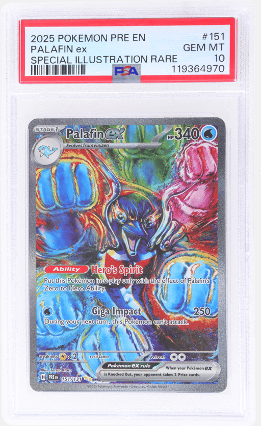 2025 Pokemon Prismatic Evolutions Special Illustration Rare Palafin Ex #151 PSA 10