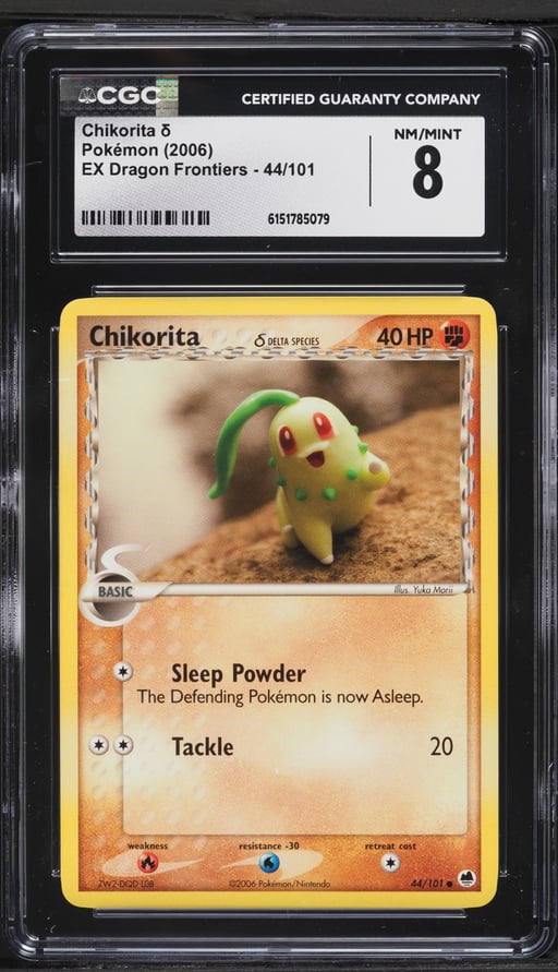 2006 Pokemon Ex Dragon Frontiers Chikorita #44 CGC 8 NM-MT