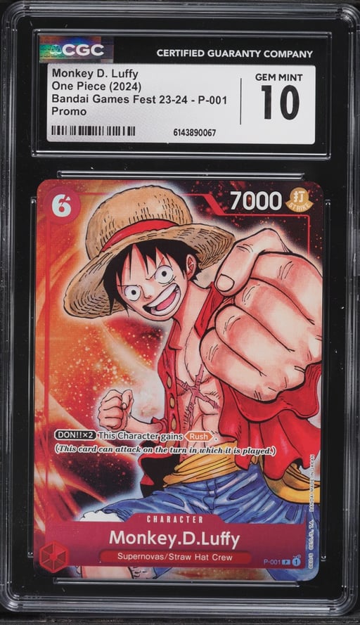 2024 One Piece Promotional Cards Bandai Card Games Fest 23-24 Monkey D. Luffy #P-001 CGC 10 GEM MINT