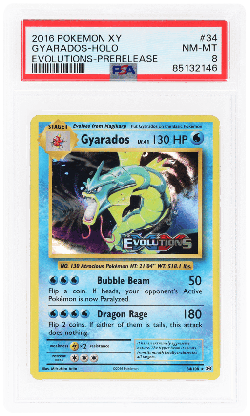2016 Pokemon XY Evolutions Prerelease Holo Gyarados #34 PSA 8