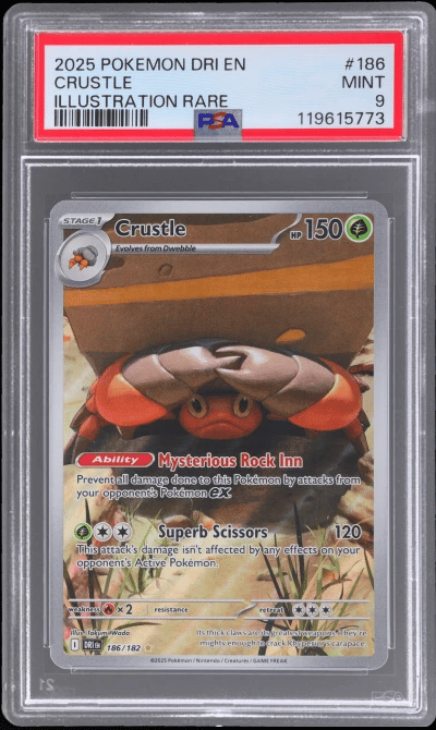 2025 Pokemon Scarlet and Violet Destined Rivals Illustration Rare Crustle #186 PSA 9