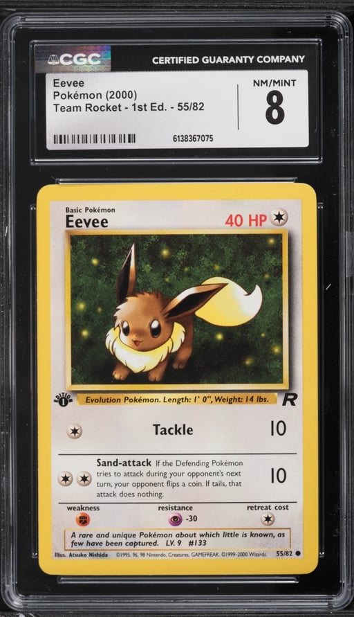 2000 Pokemon Team Rocket 1st Edition Eevee #55 CGC 8 NM-MT