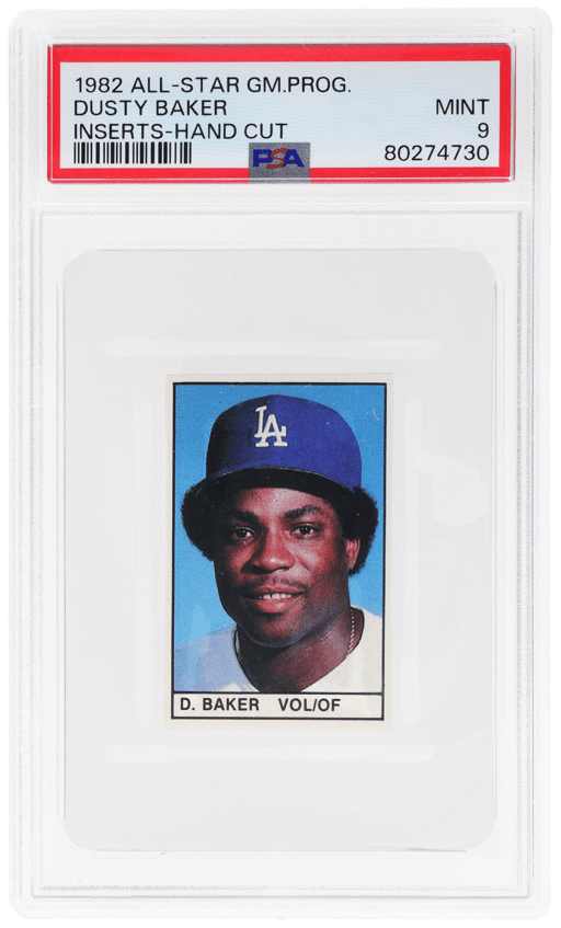 1982 All-Star Game Program Inserts Hand Cut Dusty Baker PSA 9