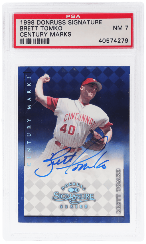 1998 Donruss Signature Series Century Marks Brett Tomko 91/100 PSA 7