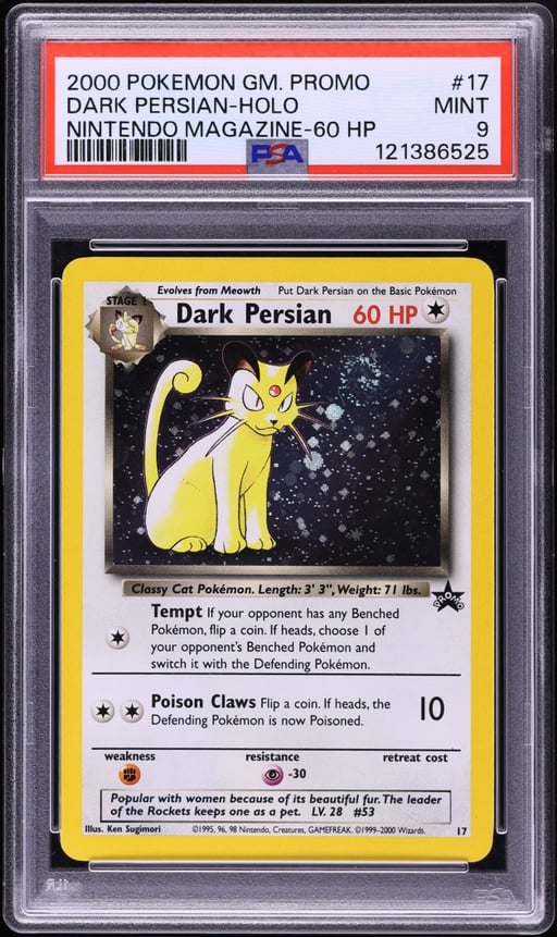 2000 Pokemon Promo Nintendo Power 60 HP Holo Dark Persian #17 PSA 9 MINT