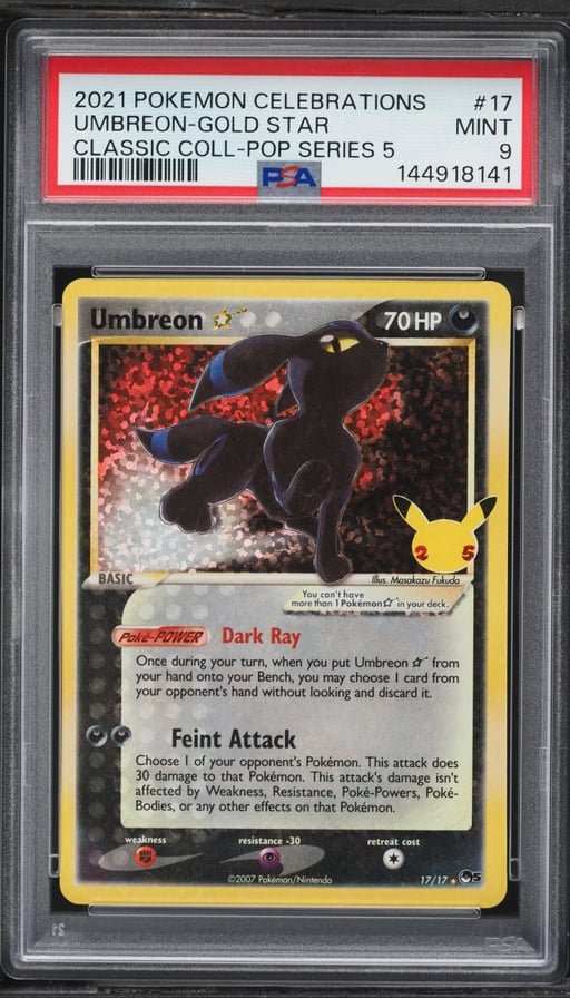 2021 Pokemon Sword & Shield Celebrations Classic Holo Umbreon Gold Star #17 PSA 9 MINT