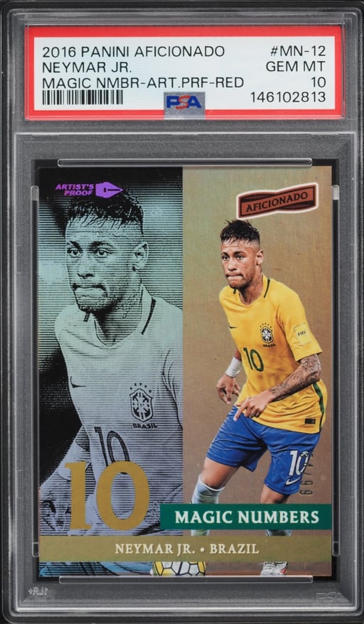2016 Panini Aficionado Magic Numbers Artist's Proof Red Neymar Jr. /99 #MN-12 PSA 10 GEM MINT