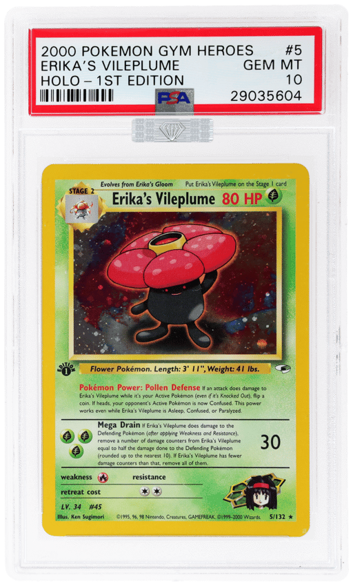 2000 Pokemon Gym Heroes 1st Edition Holo Erika's Vileplume #5 PSA 10