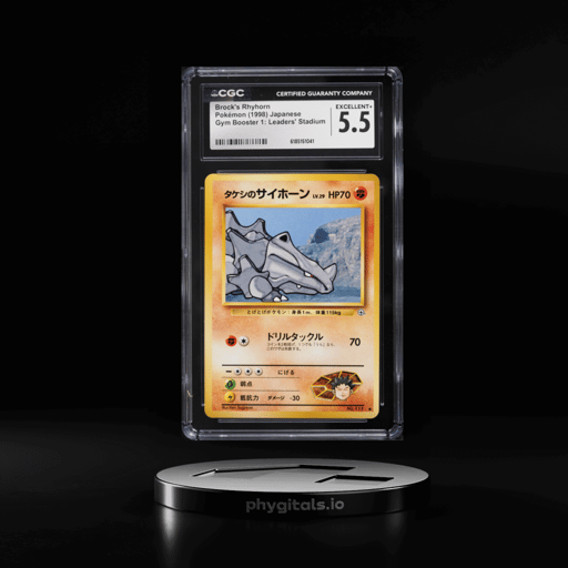 1998 Pokemon Japanese Gym Booster 1 Leaders' Stadium Brock's Rhyhorn #111 CGC 5.5 EX+