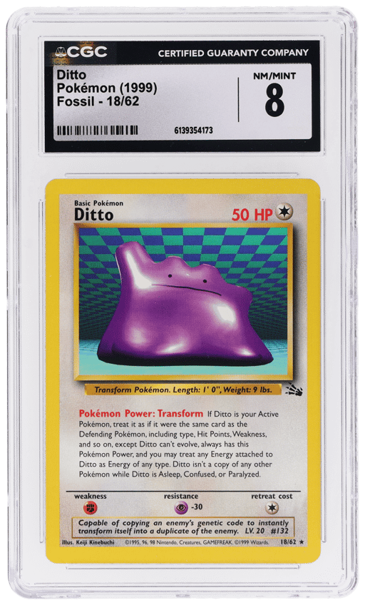1999 Pokemon Fossil Holo Ditto #18 CGC 8