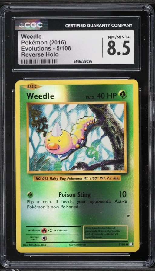 2016 Pokemon XY Evolutions Reverse Holo Weedle #5 CGC 8.5 NM-MT+