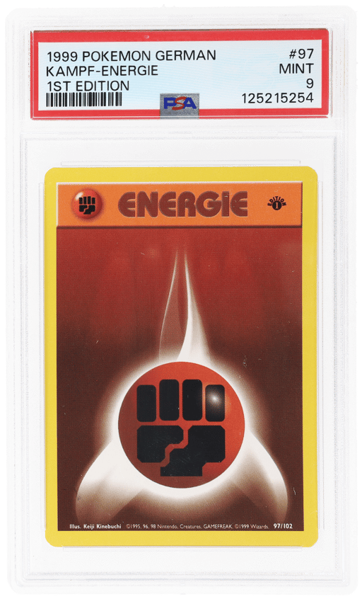 1999 Pokemon Base Set German 1st Edition Fighting Energy #97 PSA 9