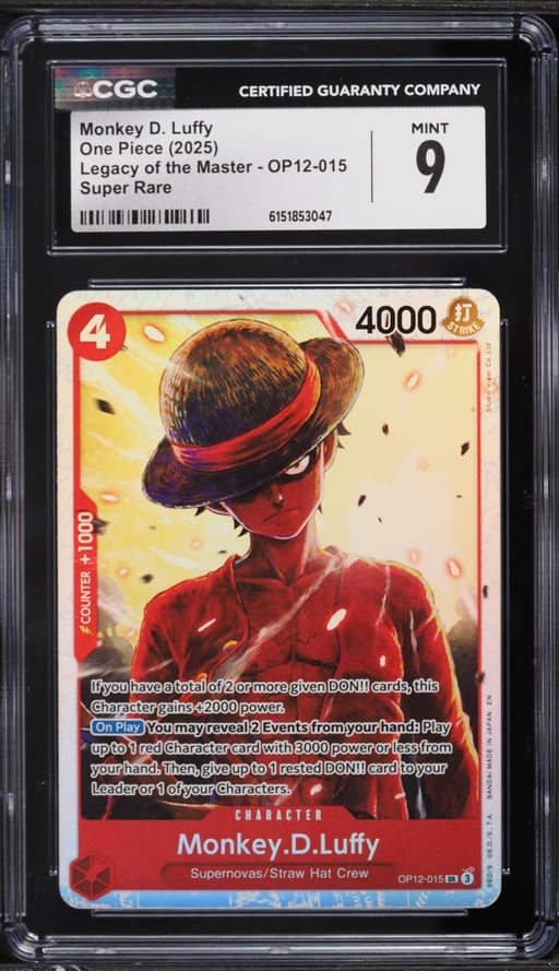 2025 One Piece Legacy Of The Master SR Monkey D. Luffy #OP12-015 CGC 9 MINT