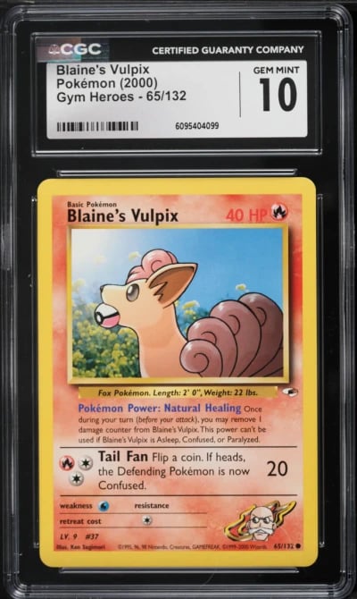 2000 Pokemon Gym Heroes Blaine's Vulpix #65 CGC 10 GEM MINT