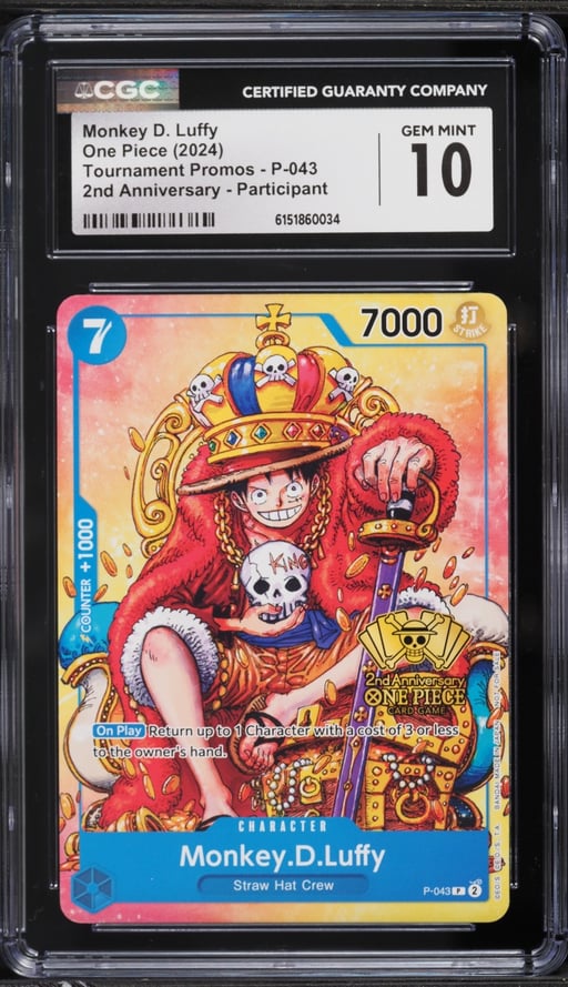 2024 One Piece Promo 2nd Anniversary Participant Monkey D. Luffy #P-043 CGC 10 GEM MINT