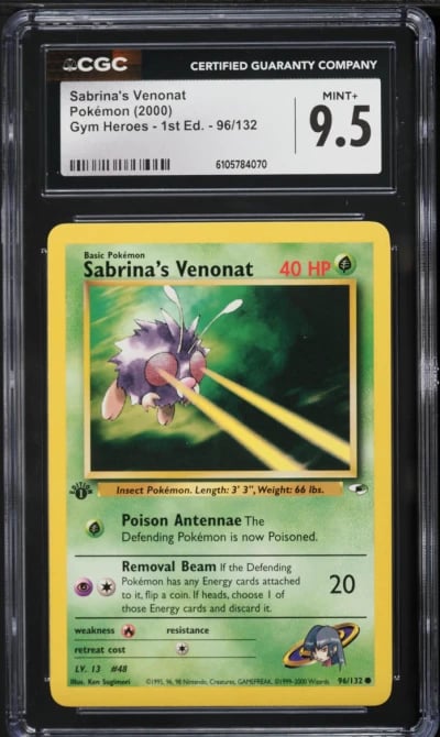 2000 Pokemon Gym Heroes 1st Edition Sabrina's Venonat #96 CGC 9.5 MINT+
