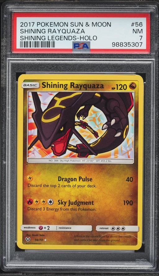 2017 Pokemon Sun & Moon Shining Legends Holo Shining Rayquaza #56 PSA 7 NRMT