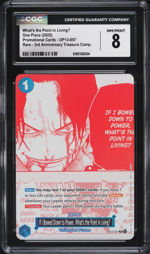 2025 One Piece Promo 3rd Anniversary Treasure Manga Alt Art What's The Point In Living? CGC 8