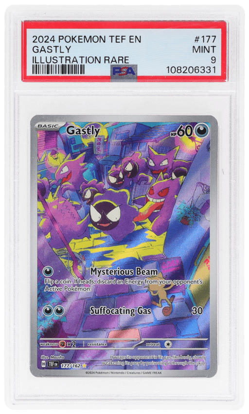 2024 Pokemon Scarlet and Violet Temporal Forces Illustration Rare Gastly #177 PSA 9