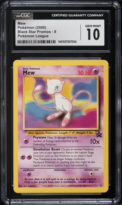 2000 Pokemon League Black Star Promo Mew #8 CGC 10 GEM MINT