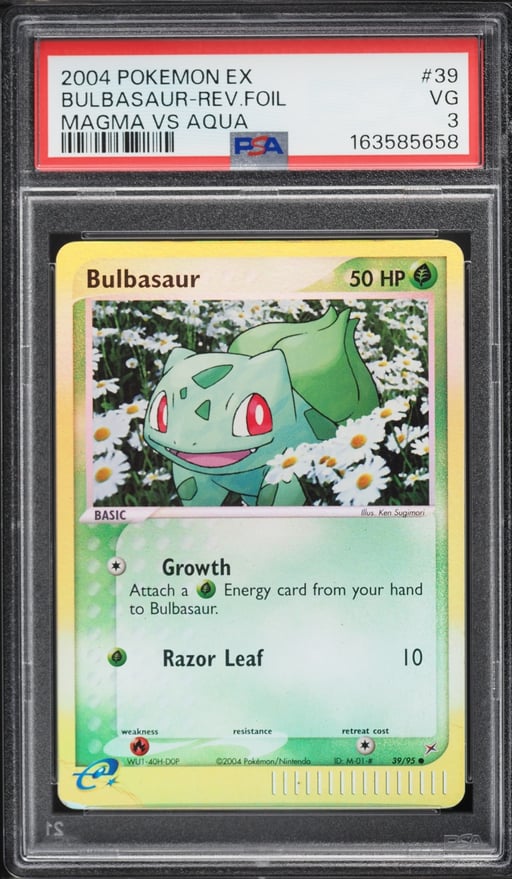 2004 Pokemon EX Team Magma Vs Aqua Reverse Holo Bulbasaur #39 PSA 3 VG