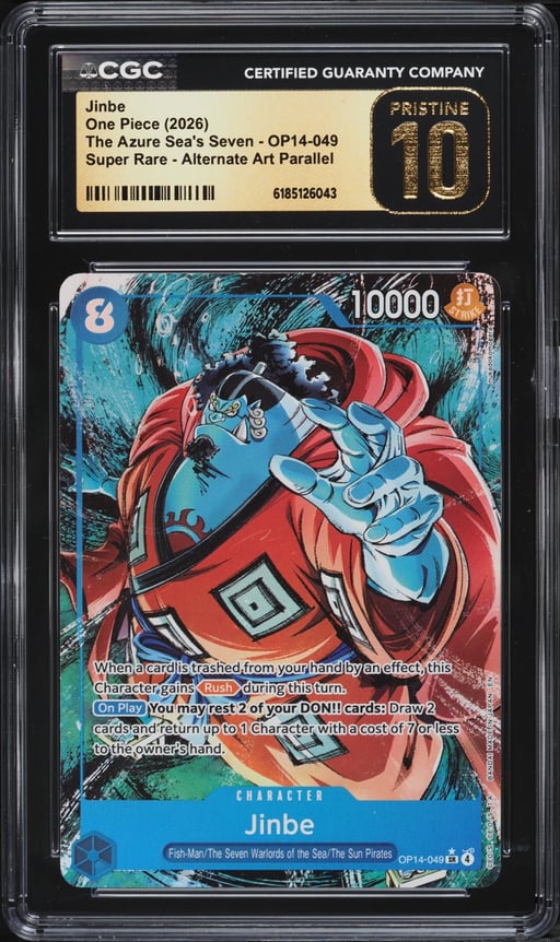 2026 One Piece The Azure Sea's Seven Alt Art Jinbe #OP14-049 CGC 10 PRISTINE