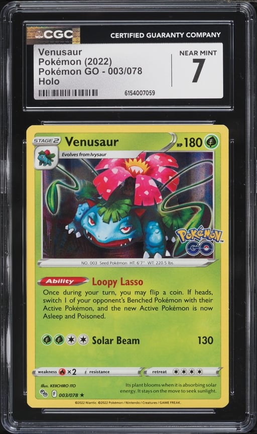 2022 Pokemon Sword & Shield Pokemon GO Holo Venusaur #3 CGC 7 NRMT