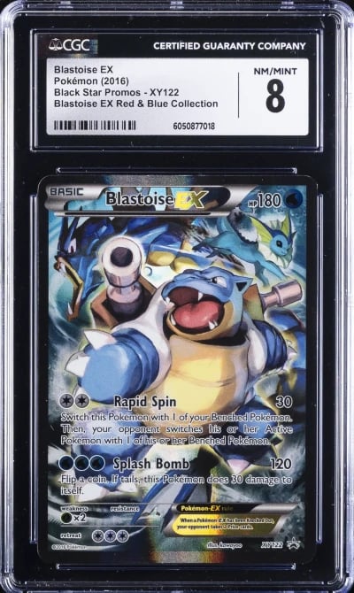 2016 POKEMON BLACK STAR PROMO RED & BLUE COLLECTION BLASTOISE EX CGC 8