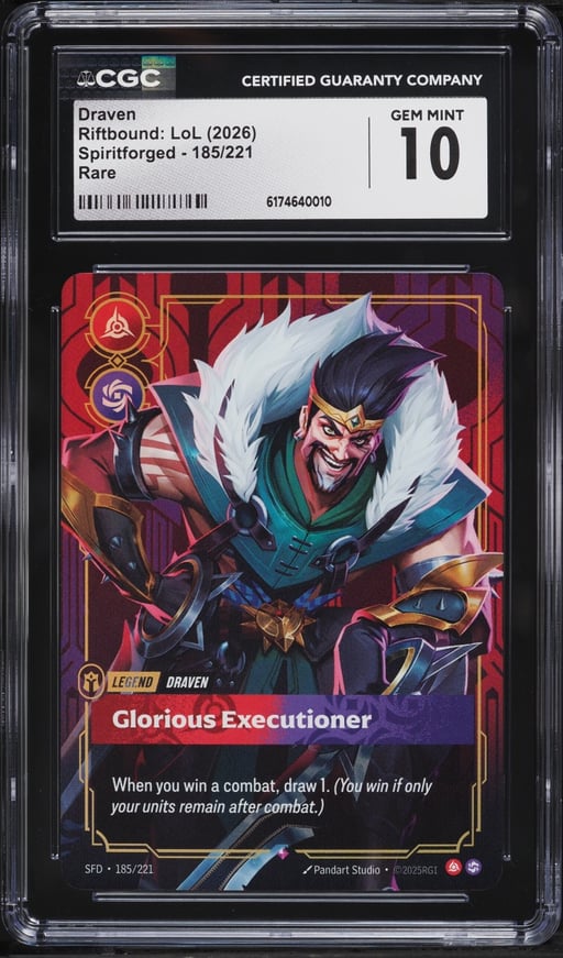2026 Riftbound League Of Legends LoL Spiritforged Draven #185 CGC 10 GEM MINT