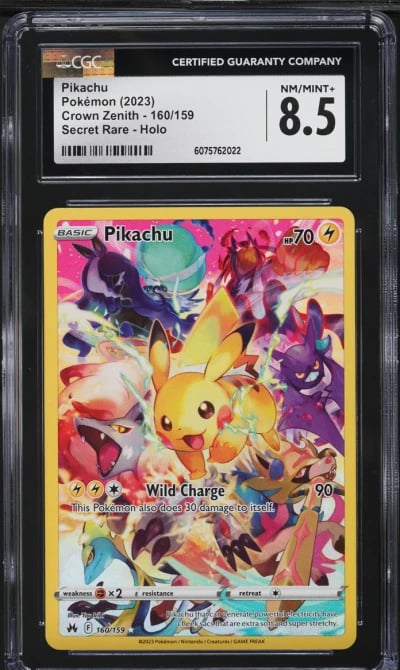 2023 Pokemon Sword & Shield Crown Zenith SEC Pikachu #160 CGC 8.5 NM-MT+