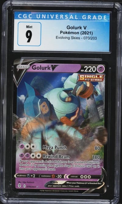 2021 Pokemon Sword & Shield Evolving Skies Holo Golurk V #070 CGC 9 MINT