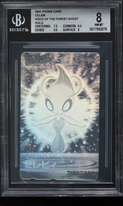 2001 Pokemon Japanese Phone Card Voice Of the Forest Ghost Holo Celebi BGS 8