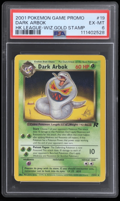 1999 Pokemon League Energize Your Game Cycle Dark Arbok #19 PSA 6