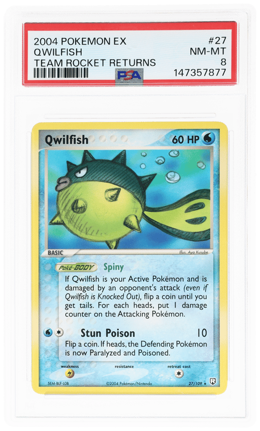2004 Pokemon Ex Team Rocket Returns Qwilfish #27 PSA 8