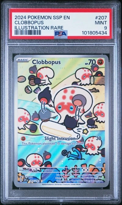 2024 POKEMON SSP EN-SURGING SPARKS ILLUSTRATION RARE #207 CLOBBOPUS PSA 9