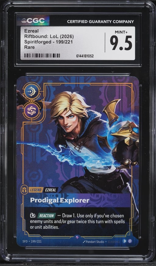 2026 Riftbound League Of Legends LoL Spiritforged Ezreal #199 CGC 9.5 MINT+