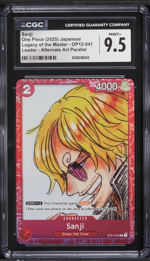 2025 One Piece Legacy Of The Master Alt Art Parallel Sanji L #OP12-041 CGC 9.5 MINT+