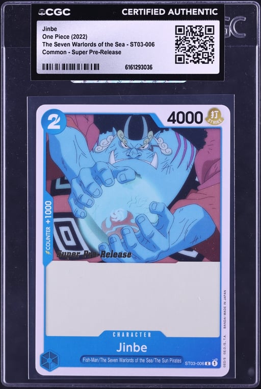 2022 One Piece The Seven Warlords Of The Sea Super Pre-Release Jinbe #ST03-006 CGC AUTH