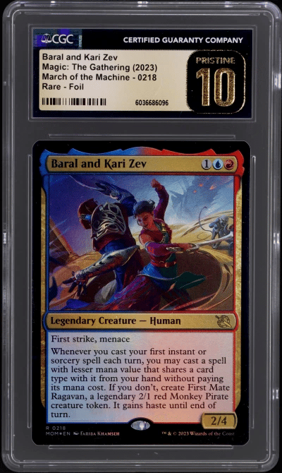 2023 Magic the Gathering March of the Machine Foil Baral and Kari Zev #218 CGC BL