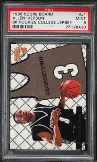 1996 Score Board Basketball College Jersey Allen Iverson ROOKIE #J1 PSA 9 MINT