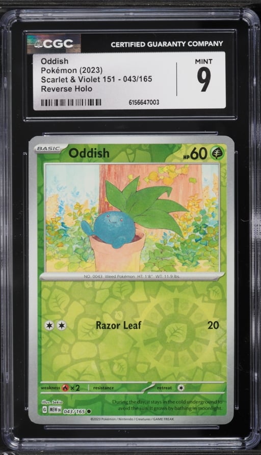 2023 Pokemon Scarlet & Violet 151 Reverse Holo Oddish #043 CGC 9 MINT