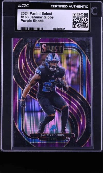 2024 Select Premier Level Purple Shock Jahmyr Gibbs /360 #163 CGC AUTH