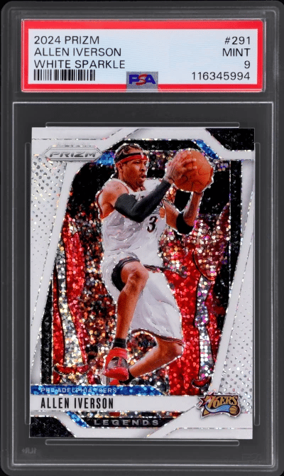 2024 Panini Prizm White Sparkle Allen Iverson #291 PSA 9