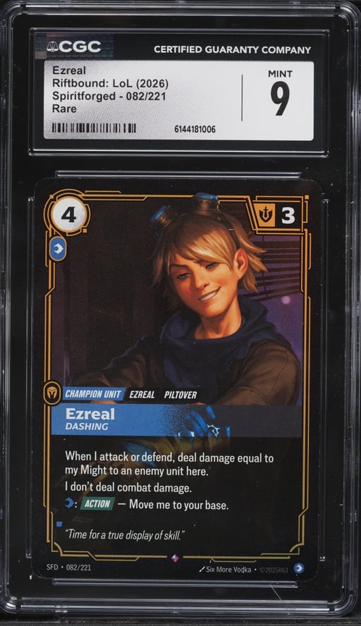 2026 Riftbound League Of Legends LoL Spiritforged Ezreal #82 CGC 9 MINT