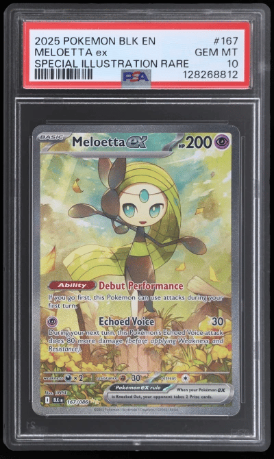 2025 Pokemon Scarlet and Violet Black Bolt Special Illustration Rare Meloetta Ex #167 PSA 10