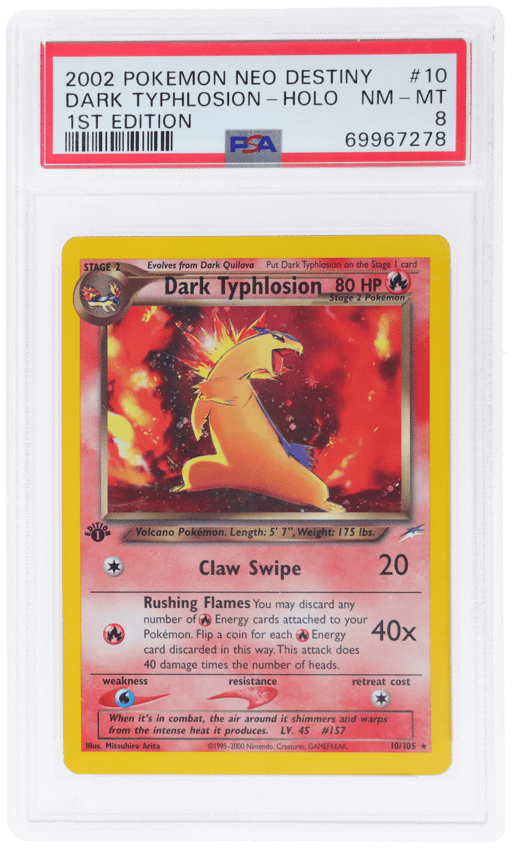 2002 Pokemon Neo Destiny 1st Edition Holo Dark Typhlosion #10 PSA 8